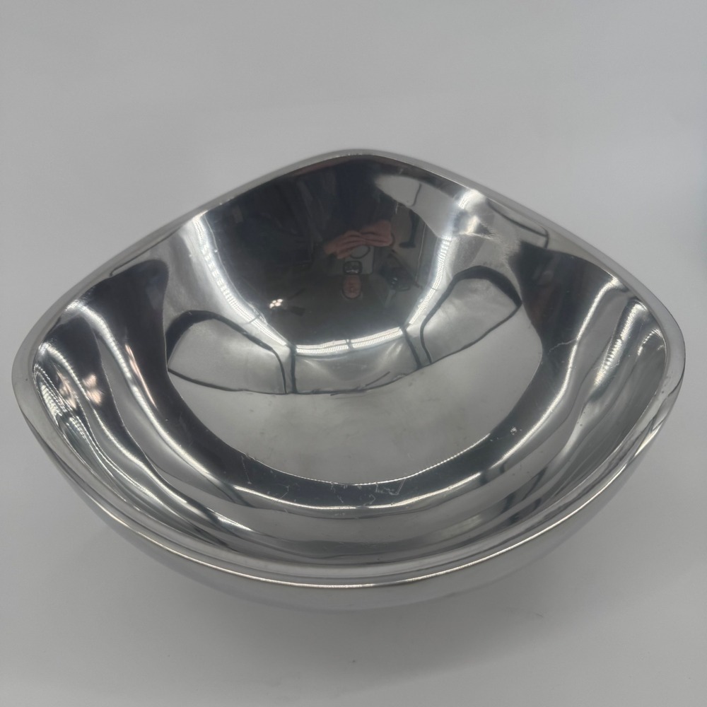 Nambe 527 Tri Corner Bowl Sculptural Metal Dish Decor‎ Mid Century Modern 9.5"